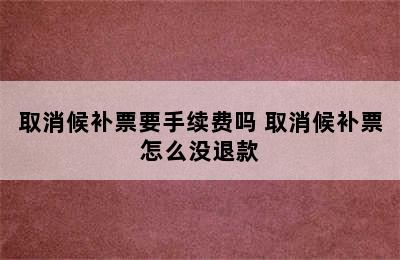 取消候补票要手续费吗 取消候补票怎么没退款